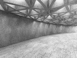 Fototapeta Przestrzenne - Architectural concept, abstract concrete interior in modern building. 3d illustration.