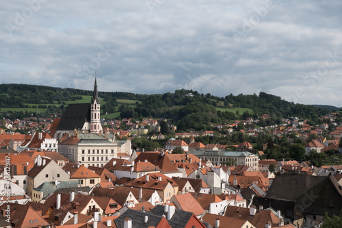 Fotografie, Obraz View of the charming medieval town, Cesky Krumlov, from the castle