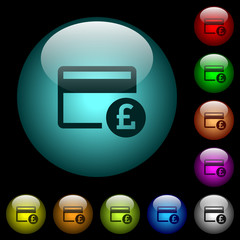 Poster - Pound credit card icons in color illuminated glass buttons