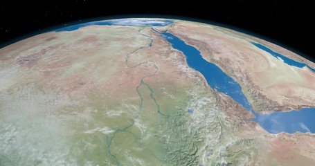 Wall Mural - Nile river in planet earth, aerial view from outer space