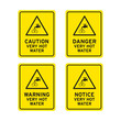 Danger very hot water sign set
