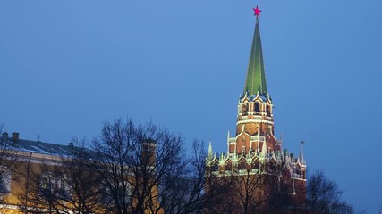 Wall Mural - View on Spasskaya tower and Alexander garden. from Manege square. Moscow, Russia.