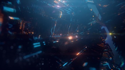 Wall Mural - abstract digital space with shining structure of futuristic interrior
