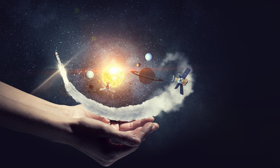 Wall Mural - solar system in hands