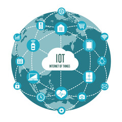 Wall Mural - IoT ( internet of things ) image illustration (blue)