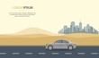 Gray Car Drive in the Desert Vector Illustration