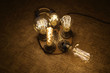 Electrolier with retro lamps lies on a floor