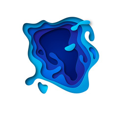 Wall Mural - abstract background with blue paper cut shapes