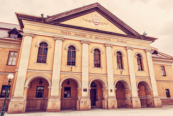 Classicist town redoubt, Kezmarok, Slovakia, red filter