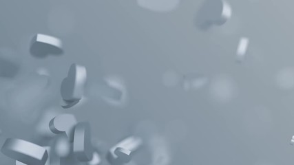 Poster - Abstract 3d rendering of hearts shapes. Computer generated flying love symbols. Valentine's day motion background design with bokeh effect. 4k UHD
