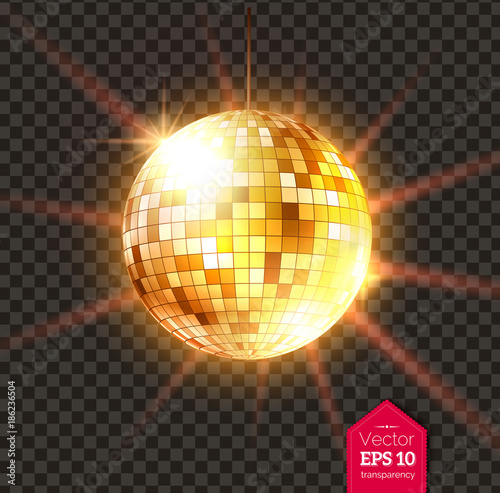 Fotomural Golden Disco ball with light rays