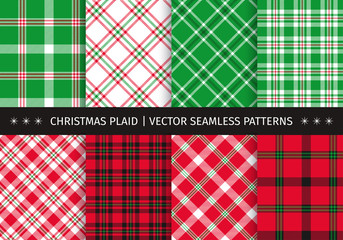 Wall Mural - Set of christmas plaid and tartan seamless patterns. Vector backgrounds