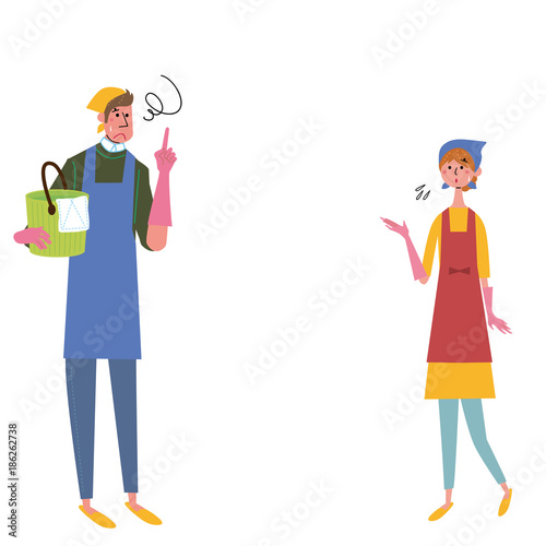 大掃除 掃除 イラスト 男女 Stock Vector Adobe Stock