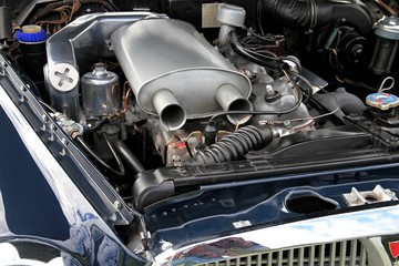 inside of a car engine stock photo