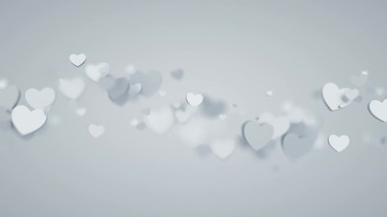 Poster - Abstract 3d rendering of hearts shapes. Computer generated flying love symbols. Valentine's day motion background design with bokeh effect. 4k UHD