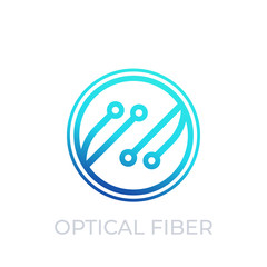 Sticker - optical fiber vector icon on white