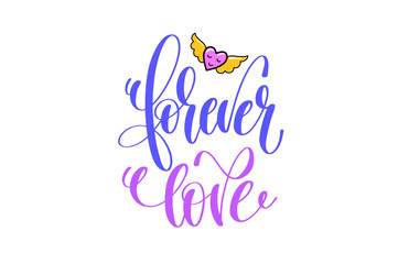 Poster - forever love - positive hand lettering poster with doodle drawin