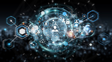 Aufkleber - Social media digital interface background 3D rendering