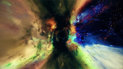 Wall Mural - space 2325: light, stars and galaxies stream into a black hole in space (loop).