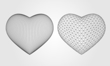 Hearts Collection Gray Line 3d Vector Illustration