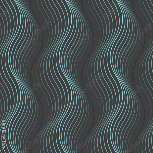 Fotomural Vector dark seamless pattern with light blue waves.
