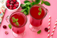Russian Traditional Drink Kissel With Cranberries And Mint