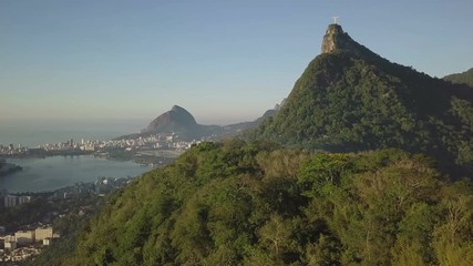 Wall Mural - Aerial view of Corcovado mountain with Christ the Redeemer statue in Rio de Janeiro, Brazil