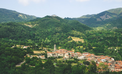 Fototapete - Summer panorama of Apennines mountains, Italy