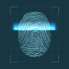 Poster - Abstract geometric concept for scanning fingerprints. personal ID verification. Vector illustration