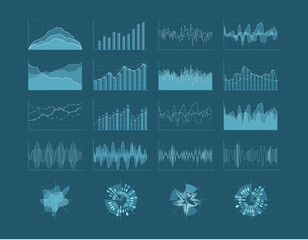 Set of HUD elements. Futuristic user interface. Infographic diagram statistic elements. Vector illustration