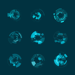 Poster - HUD futuristic interface template. HUD panels and hologram shapes. Vector illustration