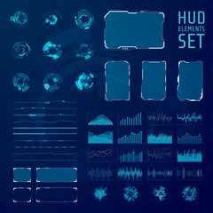 Poster - HUD elements collection. Set of graphic abstract futuristic hud pannels. Vector illustration