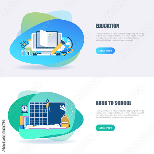 Flat Concept Web Banner Of Online Education Video Tutorials