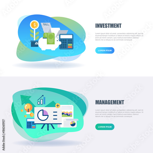 Flat Concept Web Banner Of Banking And Finance Investment Market