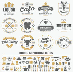 Wall Mural - restaurant retro vector logo for banner