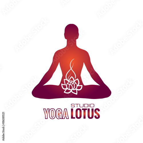 Yoga Studio Logo Lotus Pose Man Creative Decorative Modern Design