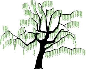 Wall Mural - vector image of a tree in spring