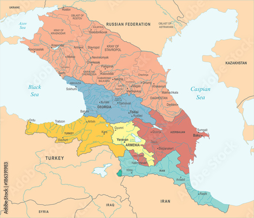 Dekoracja na wymiar  mapa-regionu-kaukazu-ilustracja-wektorowa