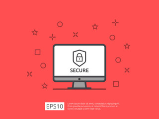 Aufkleber - computer shield line icon, Privacy Data protection and Internet VPN Security Concept vector