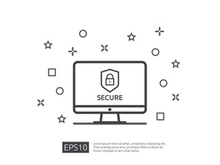 Aufkleber - computer shield line icon, Privacy Data protection and Internet VPN Security Concept vector