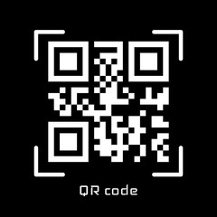 Vector QR code sample for smartphone scanning isolated on Black background