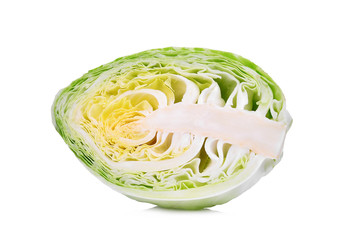 Canvas Print - half sliced green pointed cabbage with half isolated on white background