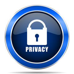 Poster - Privacy vector icon. Modern design blue silver metallic glossy web and mobile applications button in eps 10