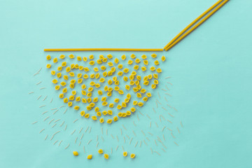 The concept of flat lay of Italian pasta