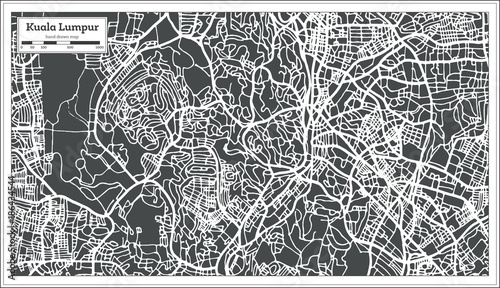 Fotomural Kuala Lumpur Malaysia City Map in Retro Style. Outline Map.