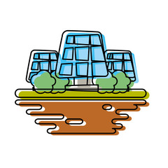 Sticker - Solar panels on ground cartoon