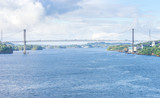 Fototapeta  - Hängebrücke zwischen den Inseln am Stadtrand von Bergen, Norwegen