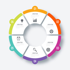 Wall Mural - Infographics template 6 options with circle