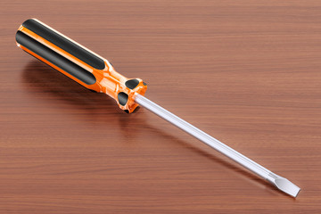 Poster - Screwdriver on the wooden table. 3D rendering