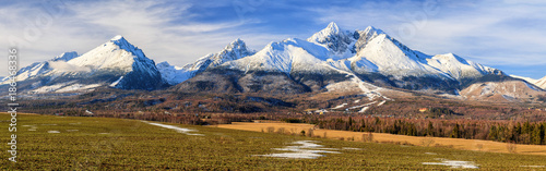Panoramic view of High Tatras mountains in winter, Slovakia